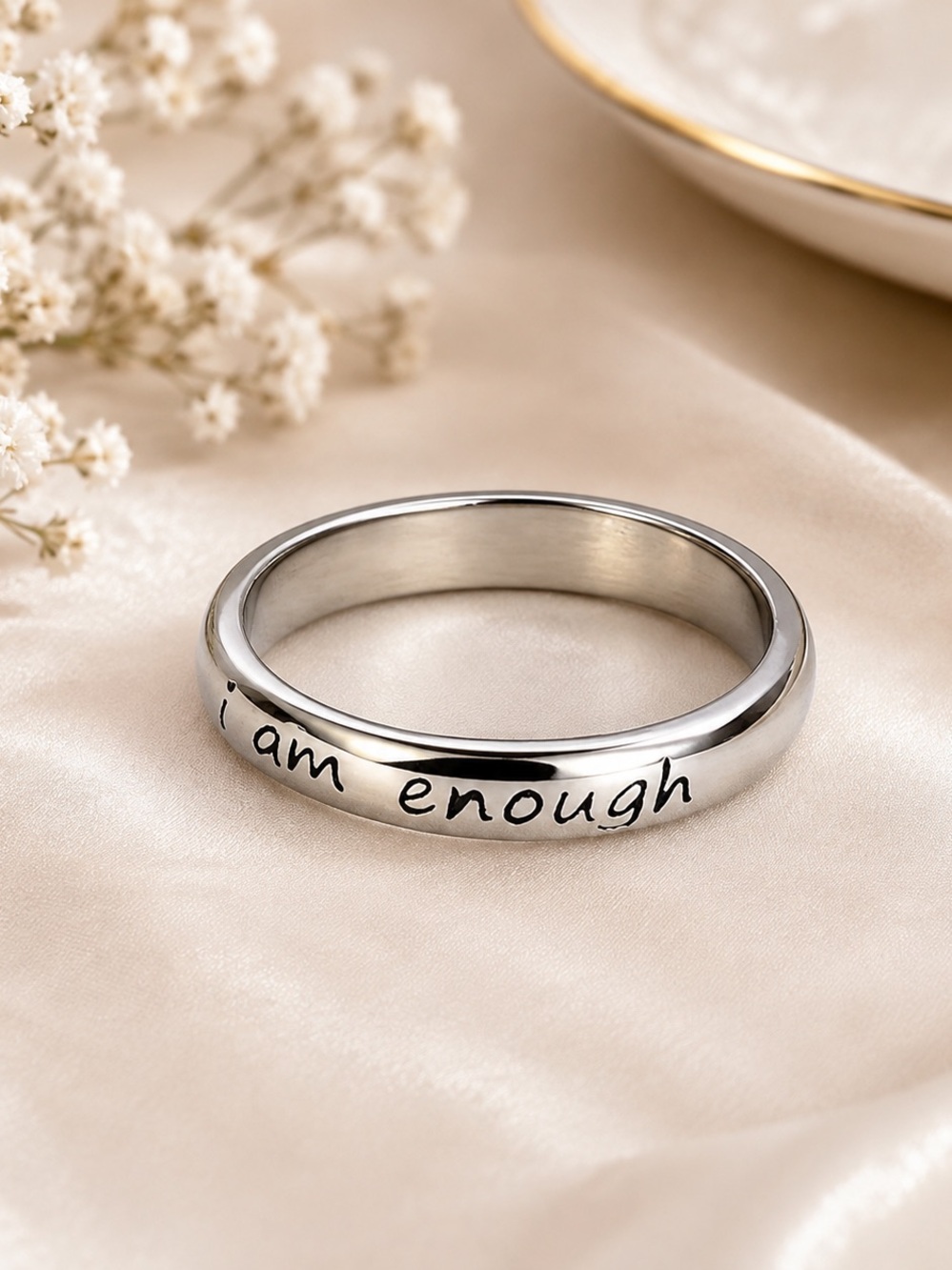💥3/$15💥 "I Am Enough" Silver Inspirational Engraved Ring